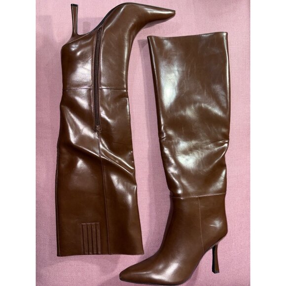 Jeffrey Campbell Sincerely Boots in Brown 9 New Womens Knee High Heels - Picture 8 of 10
